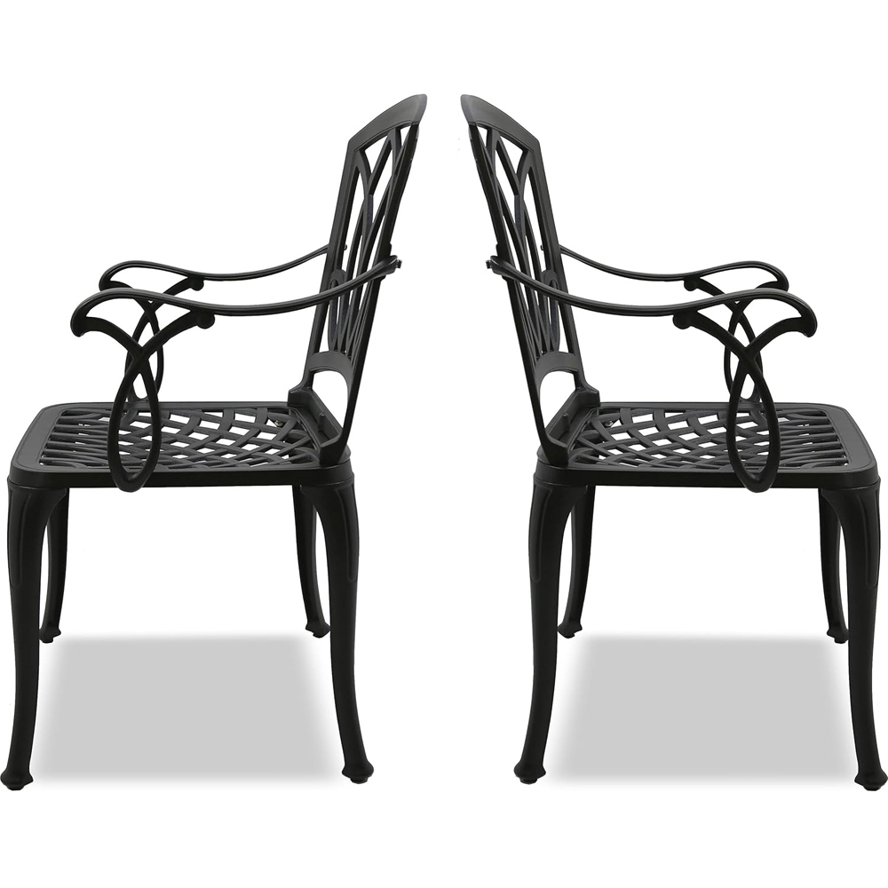Centurion Positano Set of 2 Black Garden Bistro Chairs with Armrests Image 3