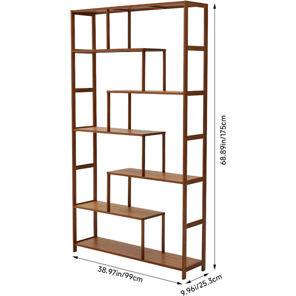 H&O Direct 6 Shelf Geometric Wooden Display Bookcase Image 6