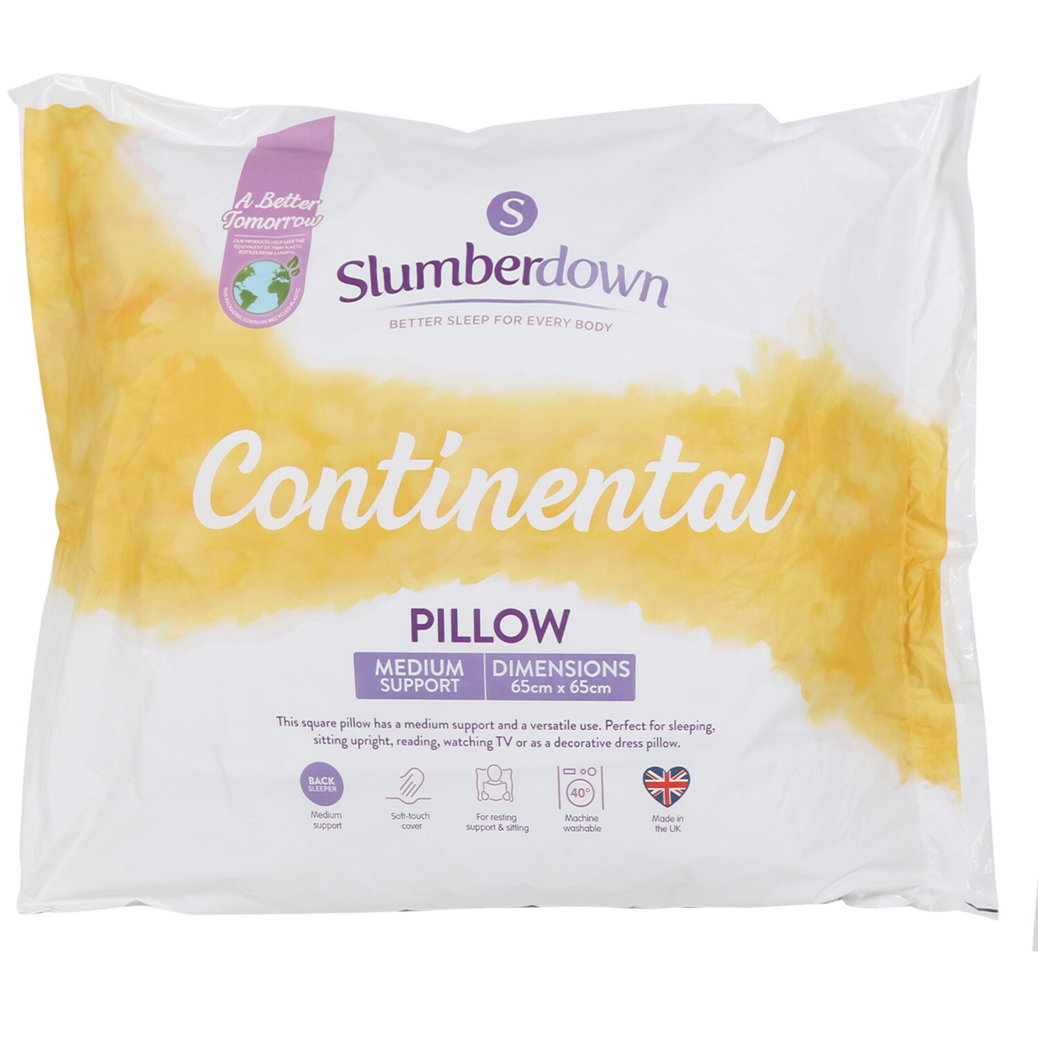 Slumberdown Continental Pillow 65 x 65cm Image 1