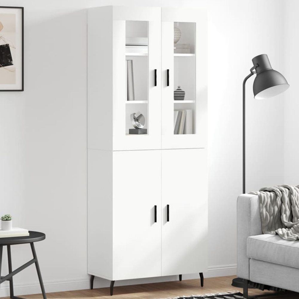 vidaXL 4 Door White Highboard Image 1
