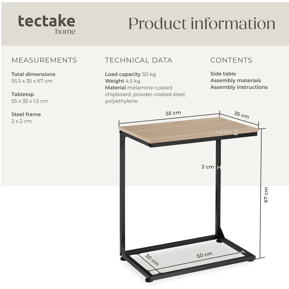 tectake Cardiff Light Sonoma Oak Bedside Table Image 8