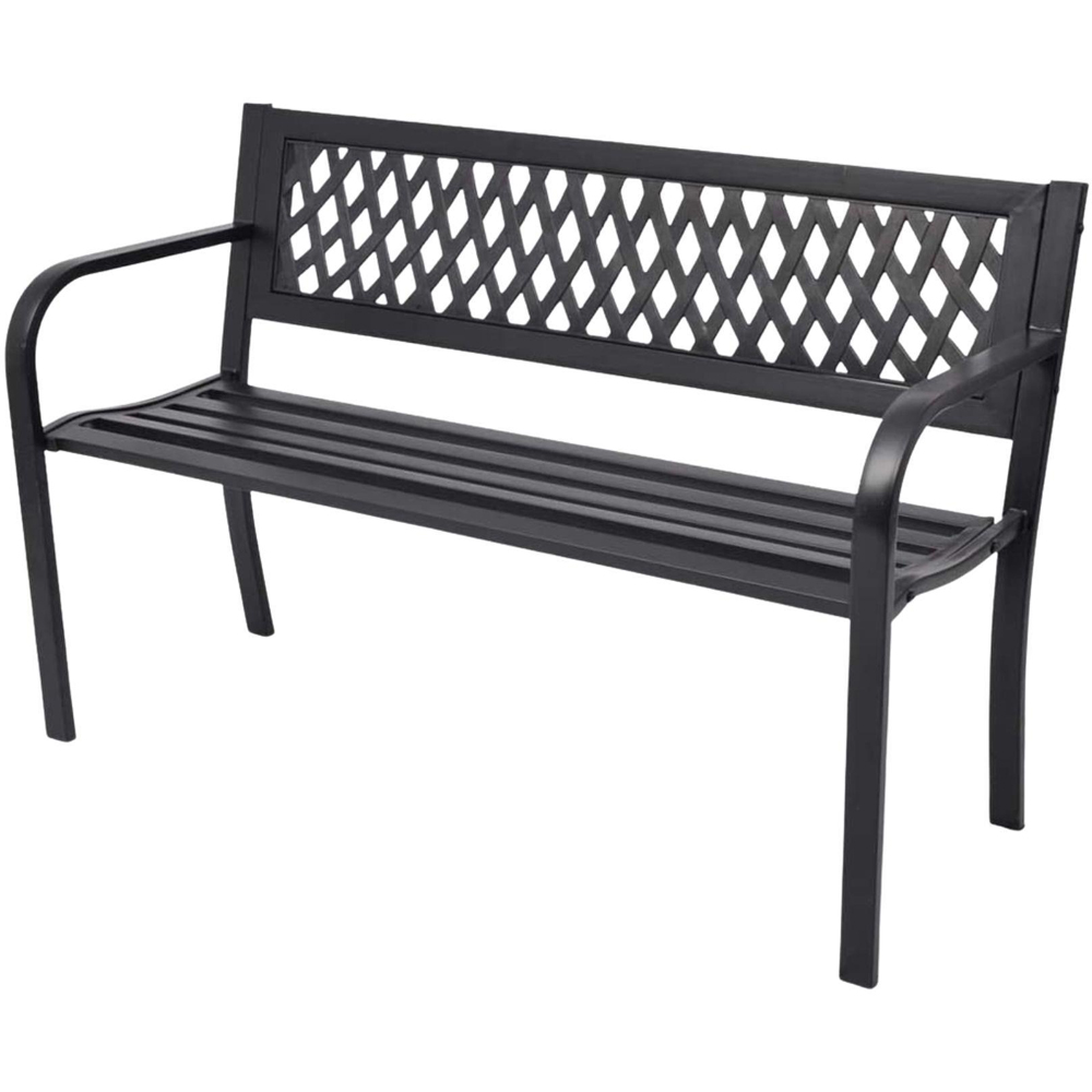 Home Source Lara 2 Seater Black Metal Garden Bench Image 2
