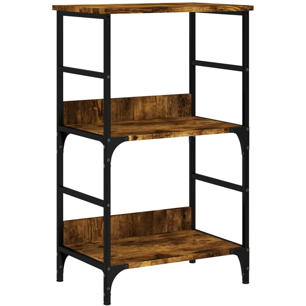 vidaXL 2 Shelf Smoked Oak Wooden Industrial-Style Bookcase Image 2