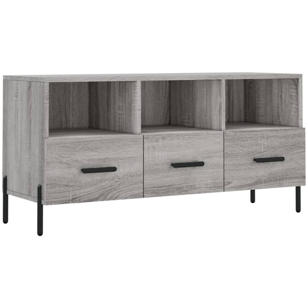 vidaXL 3 Drawer 3 Shelf Grey Sonoma TV Cabinet Image 2