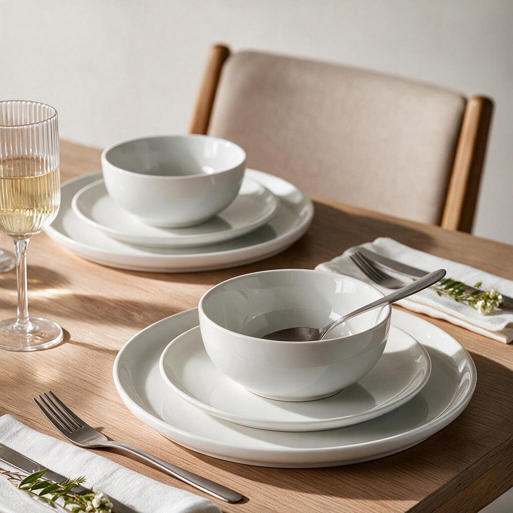 Waterside White Lipped 12 Piece Dinner Set Image 2