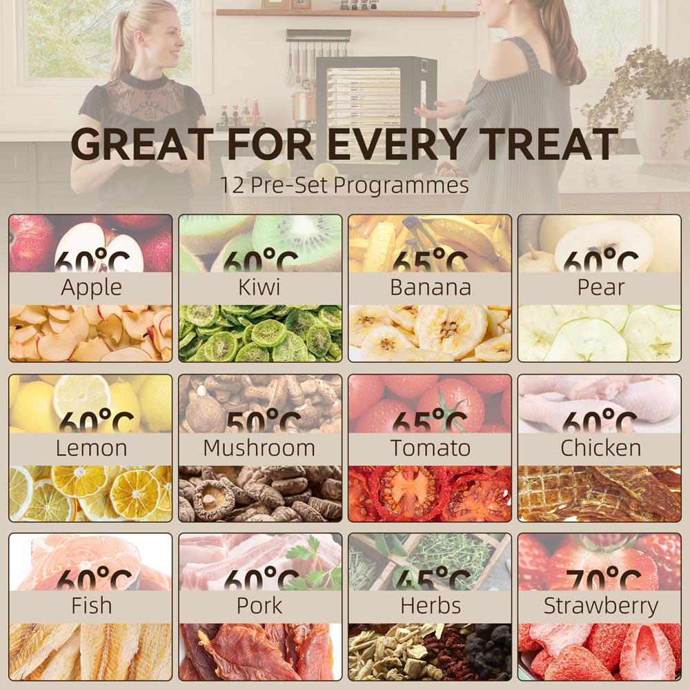 HOMCOM 800-259V70BK 12 Stainless Steel Tray Food Dehydrator 850W Image 8
