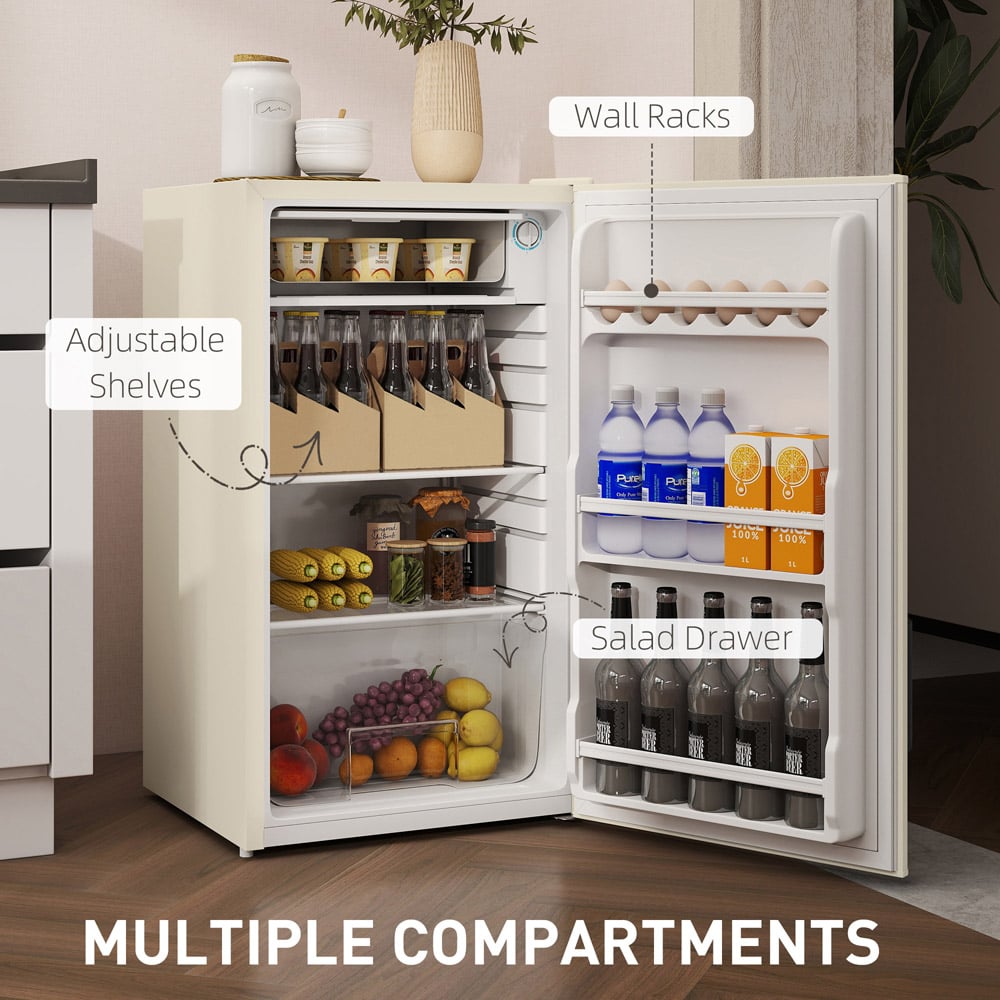 HOMCOM 800-129V70BG Beige 91L Freestanding Under Counter Fridge Image 6