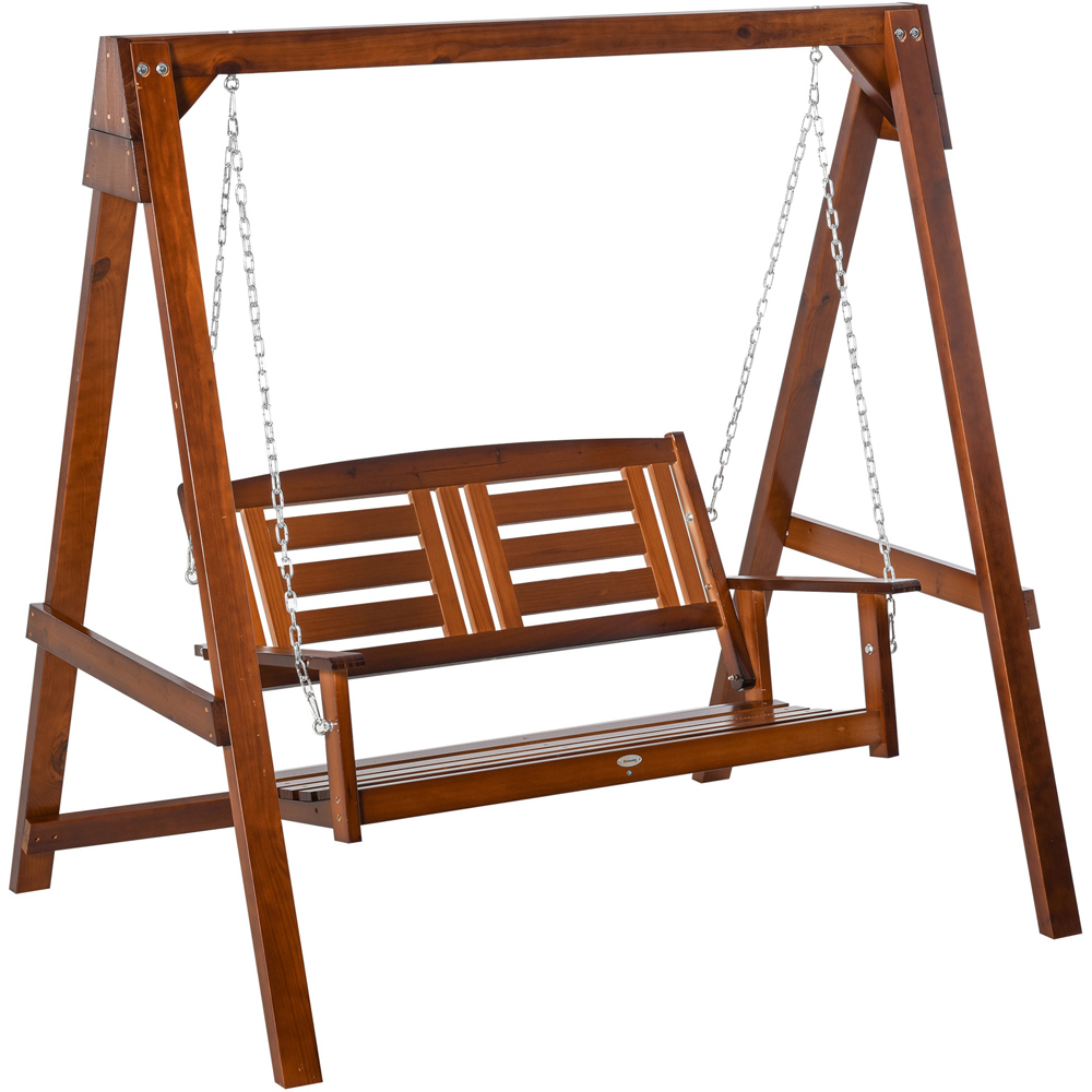 Outsunny 2 Seater Wooden Swing Chair Image 2