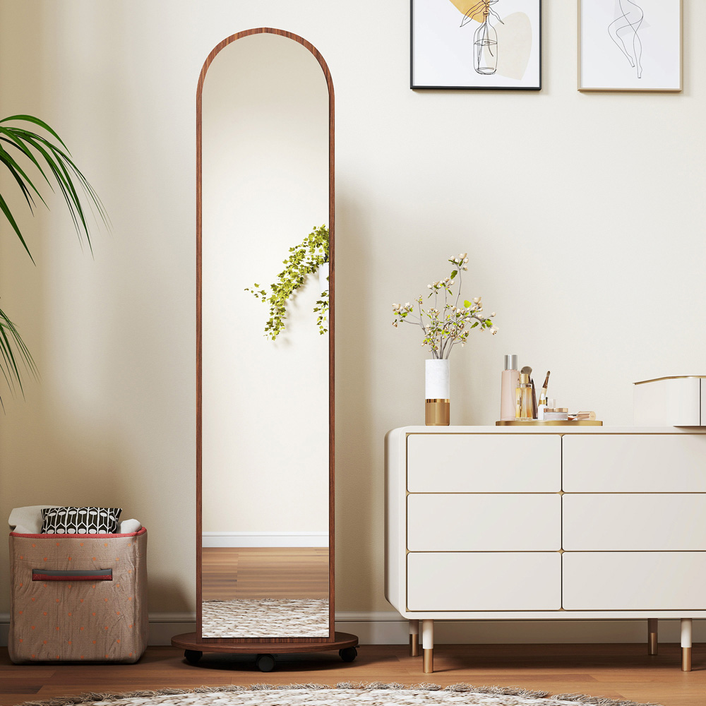 HOMCOM 2-in-1 Brown Full Length Mirror with Wheels Image 4