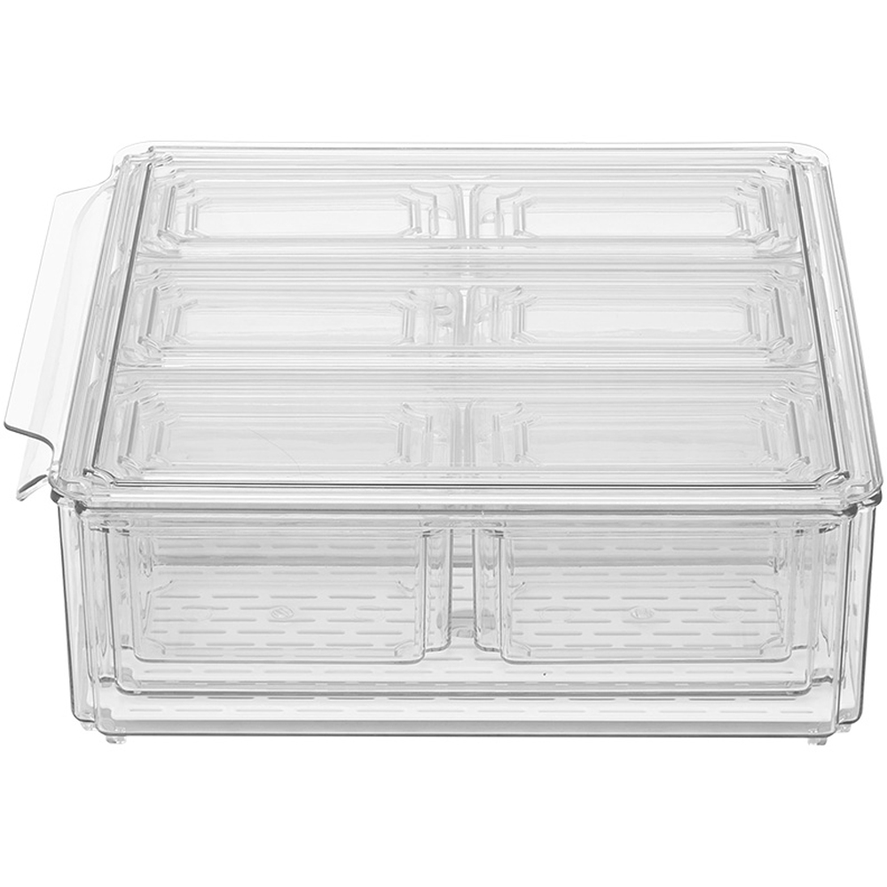 Living and Home Clear Stackable Fridge Organiser Storage Box Set with Draining Board 10 Pack Image 2