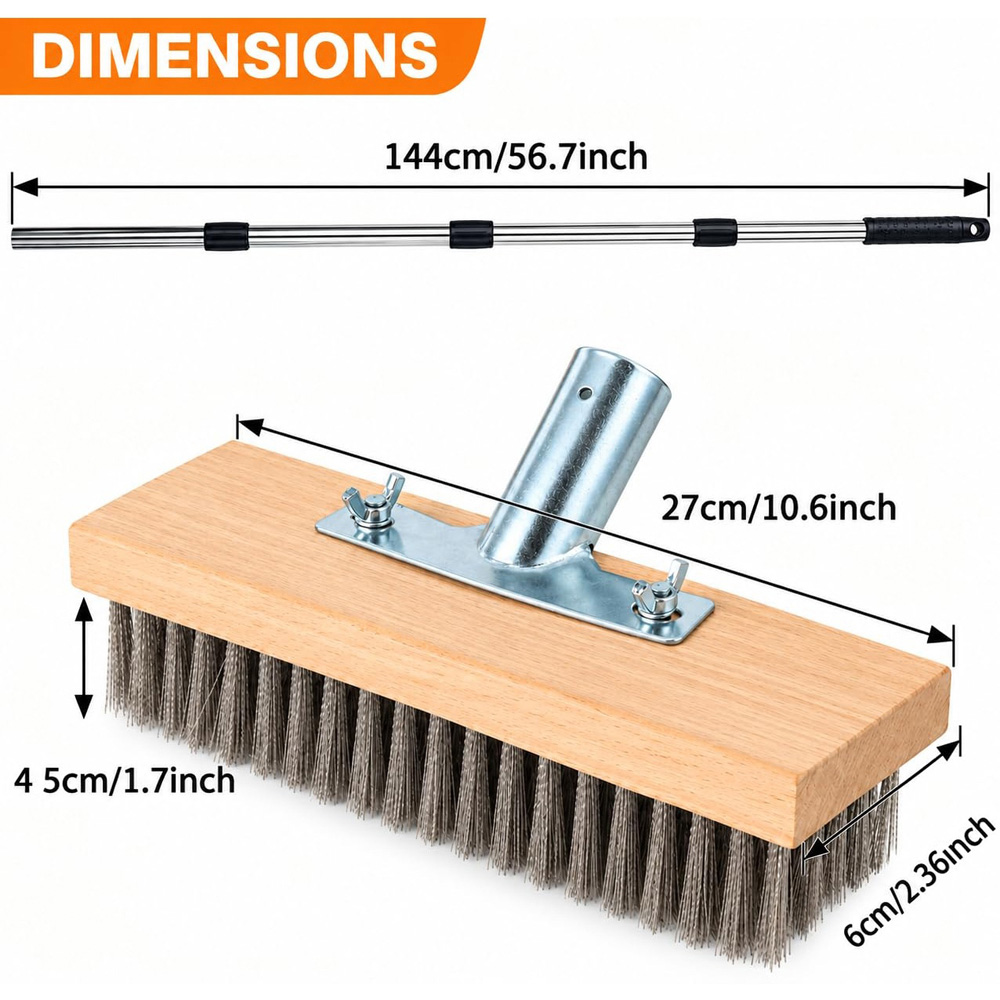 ATEK Heavy Duty Wire Broom with Telescopic Handle 57 inch Image 9