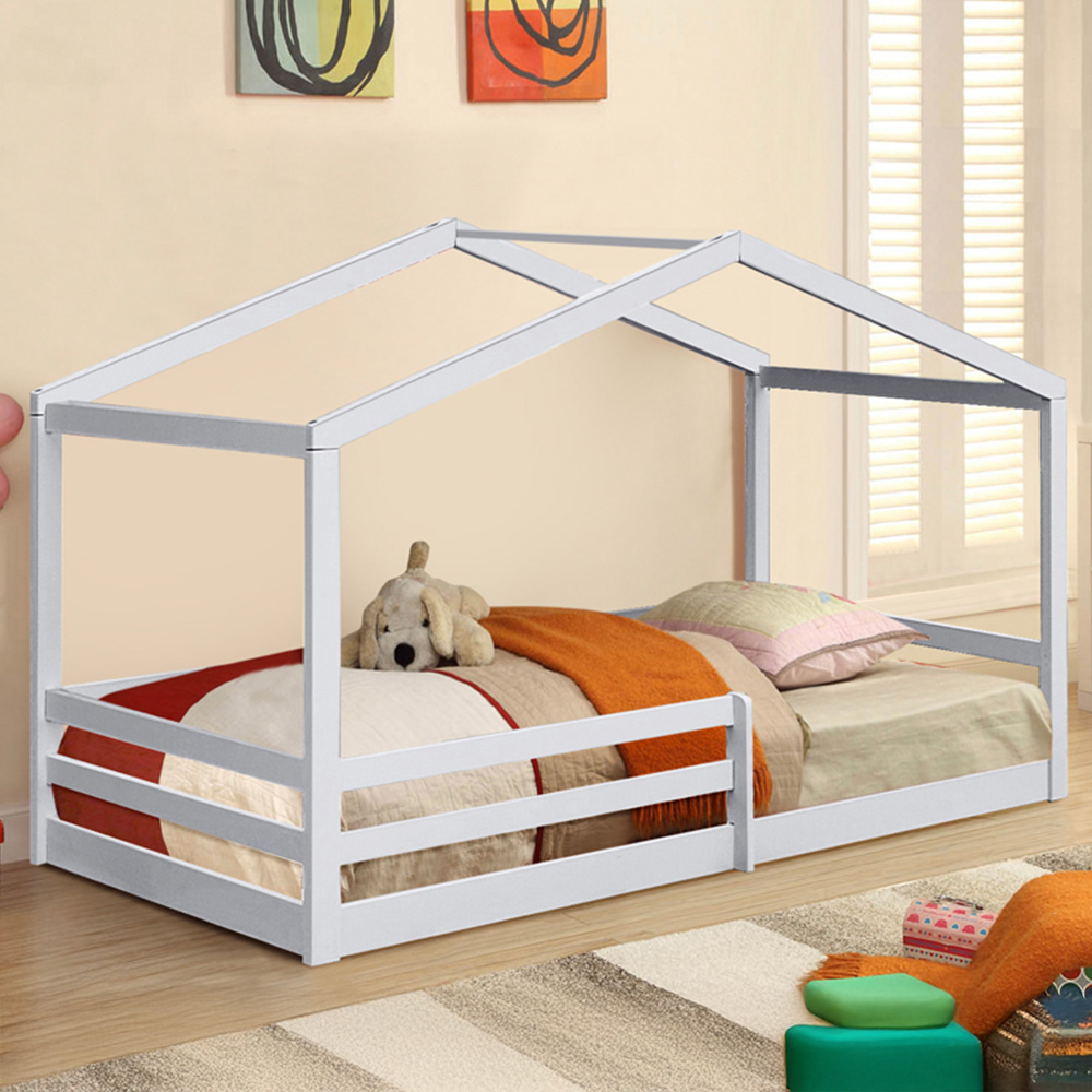 Brooklyn Single White Wooden House Style Bed Image 1