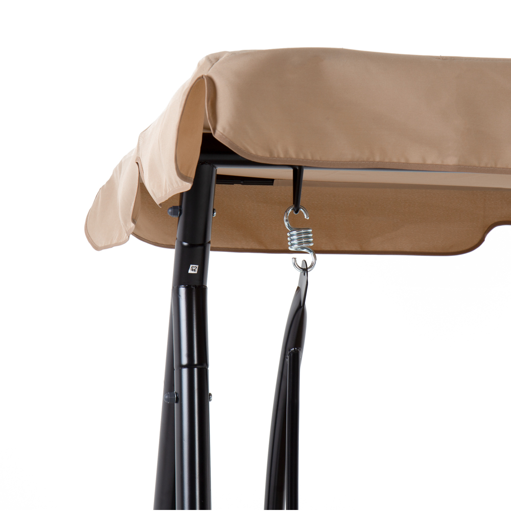 Charles Bentley 3 Seater Cream Garden Swing Seat with Canopy Image 7