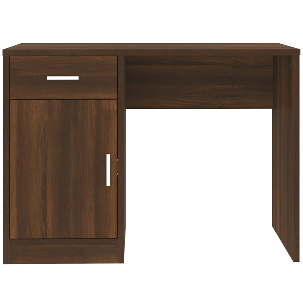 vidaXL Single Door Single Drawer Computer Desk Brown Image 3