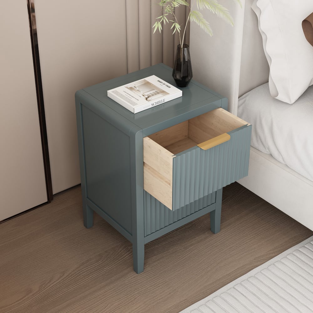 Castel 2 Drawers Grey Bedside Table Image 8