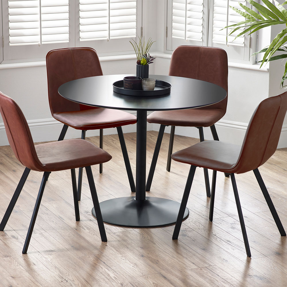 Julian Bowen Nero 4 Seater Round Dining Table Black Image 5