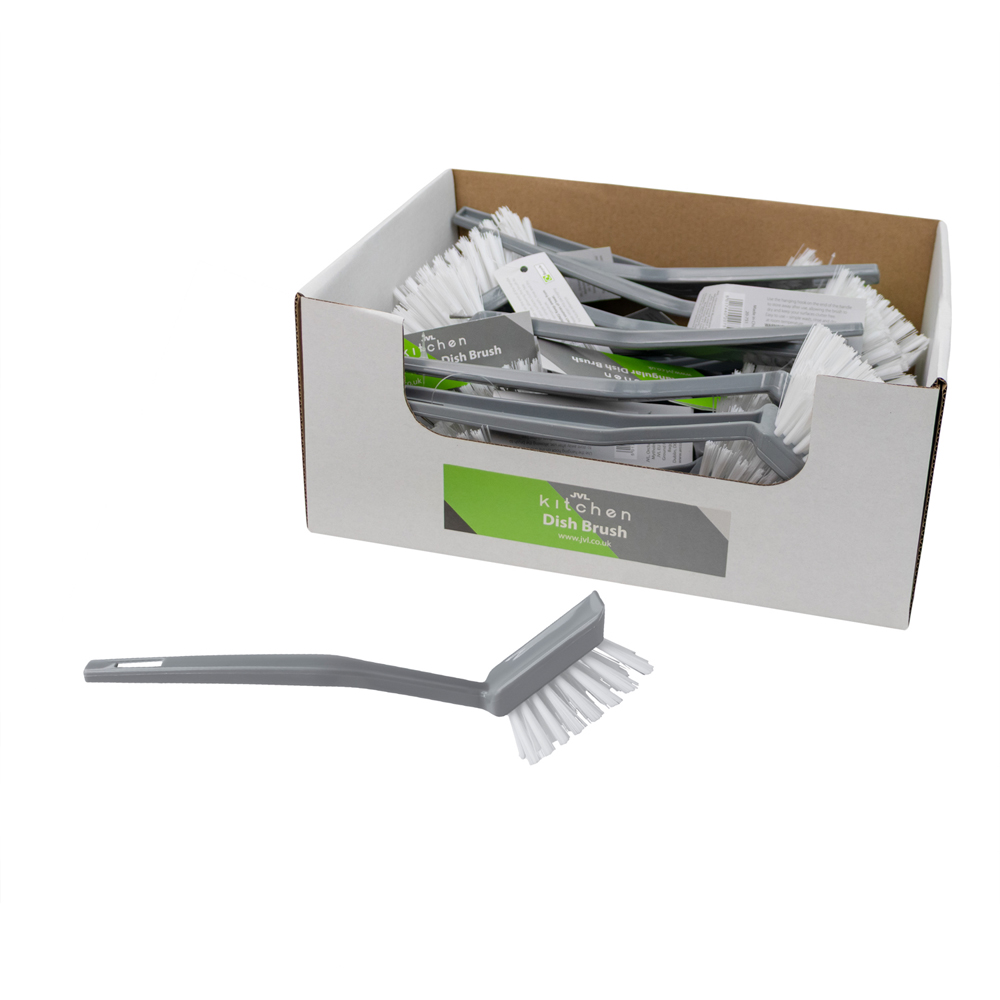 JVL Kitchen Rectangular Grey Dish Brush 20 Pack Image 3