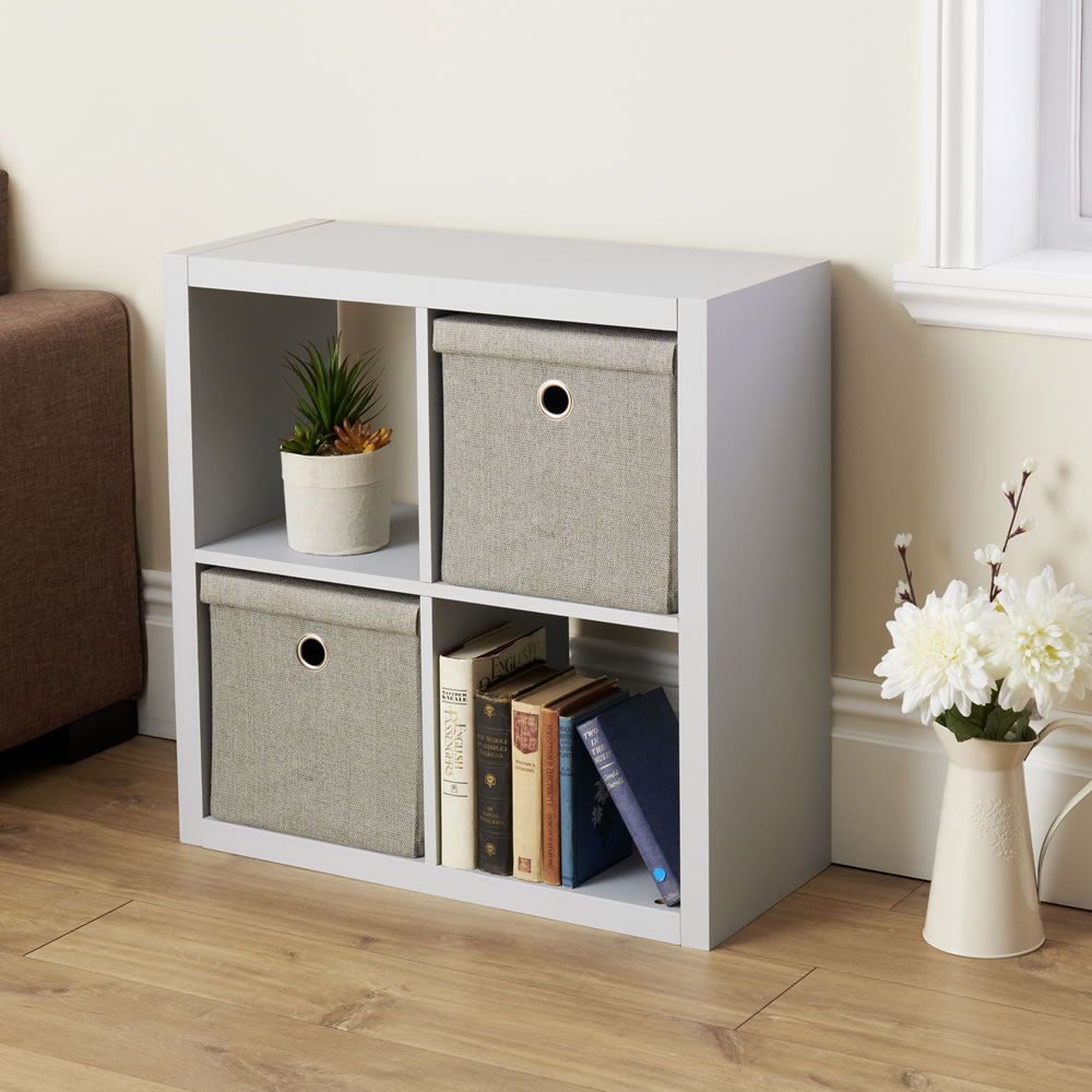 Wilko Oslo 4 Shelf Grey Cube Storage Unit Wilko