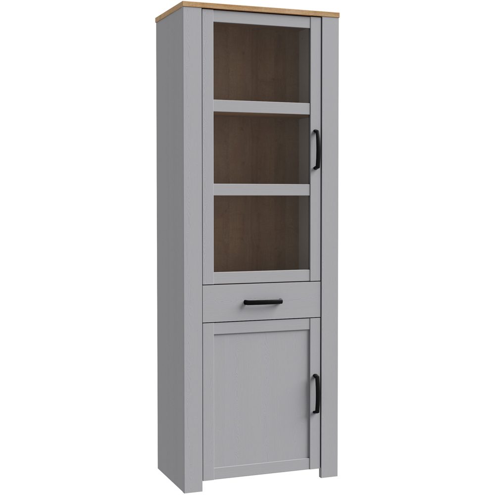 Florence Bohol 2 Door Single Drawer Grey Riviera Oak Narrow Cabinet Image 2