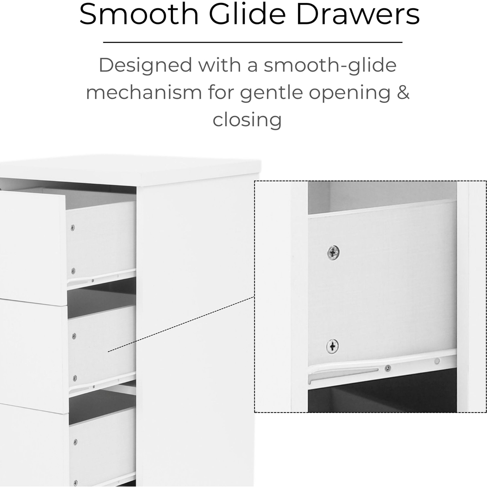 Core Products Erin 5 Drawer White Finish Narrow Chest of Drawers  Image 7