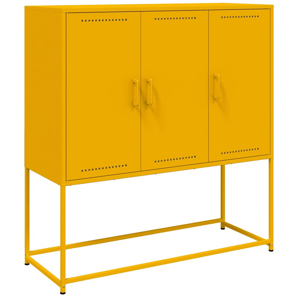 vidaXL 3 Door Yellow Highboard Image 2