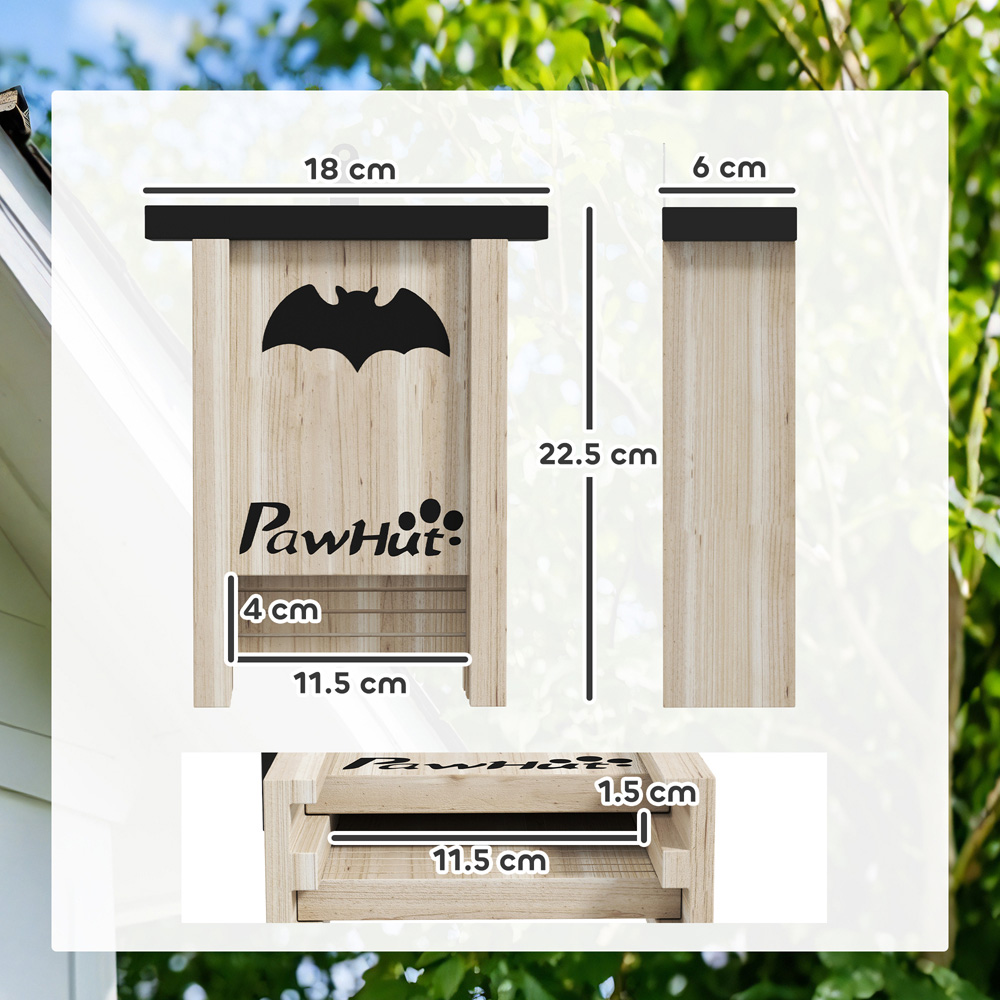 PawHut 18 x 6 x 22.5cm 3 Piece Bat Boxes Image 9