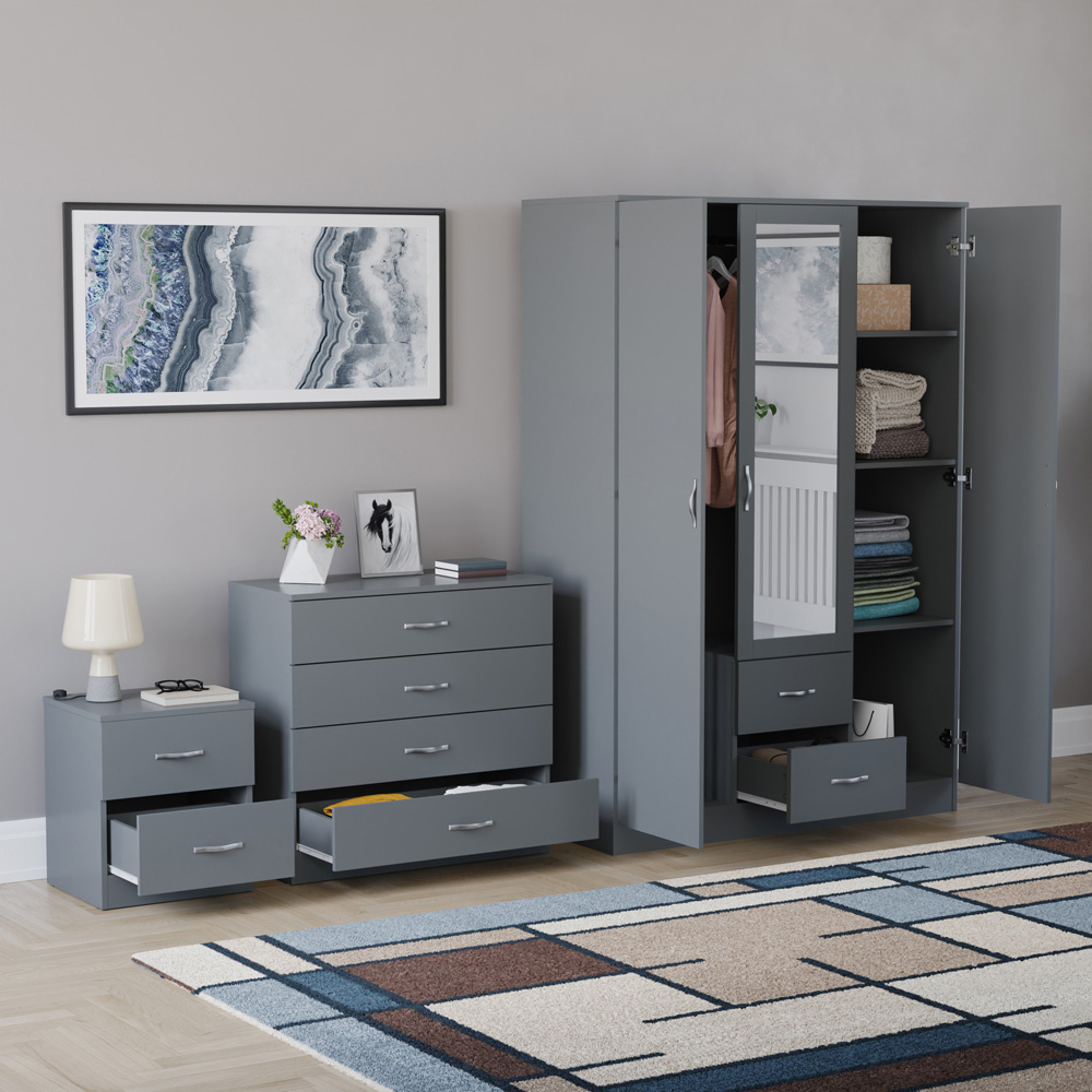 VIDA DESIGNS Riano Grey 3 Piece Bedroom Furniture Set Image 5