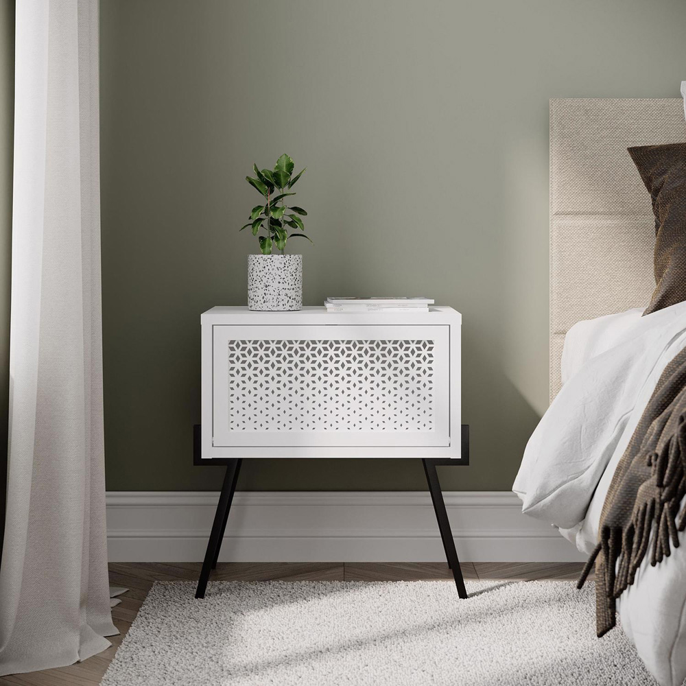 FWStyle Naive Single Door White Bedside Table Image 2