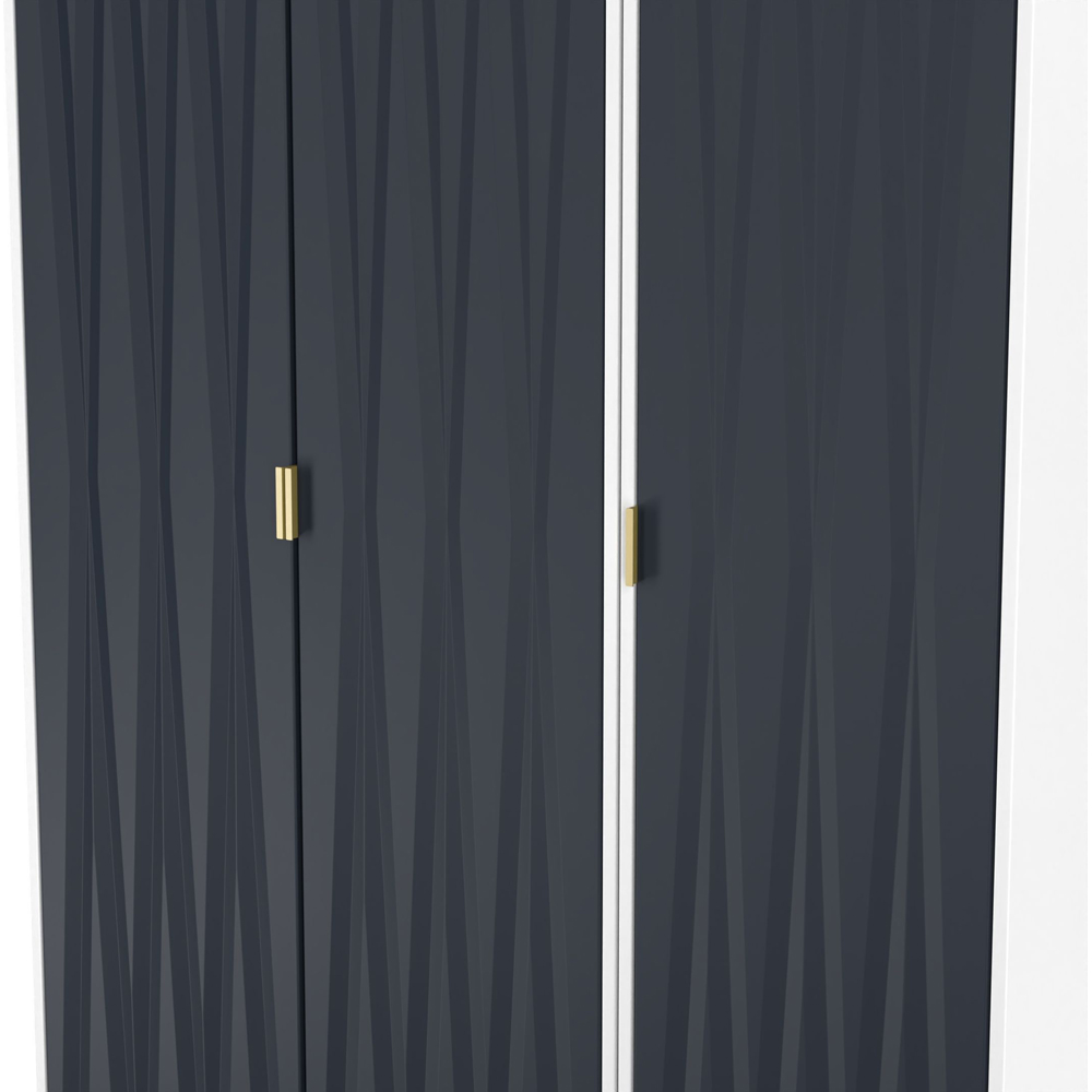Crowndale Diamond 3 Door Indigo Matt and White Tall Wardrobe Ready Assembled Image 5