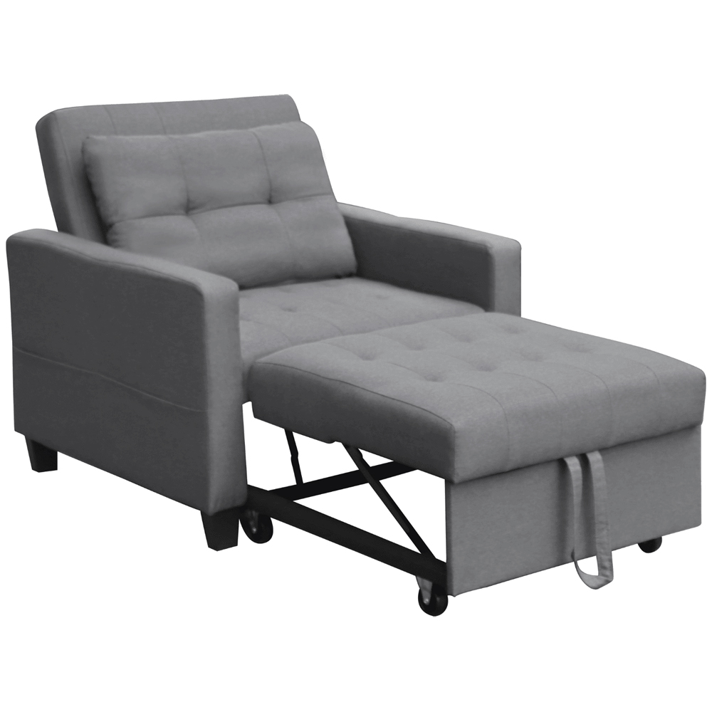 Home Source Charleston Single Seater Dark Grey Linen Sofa Bed Image 4