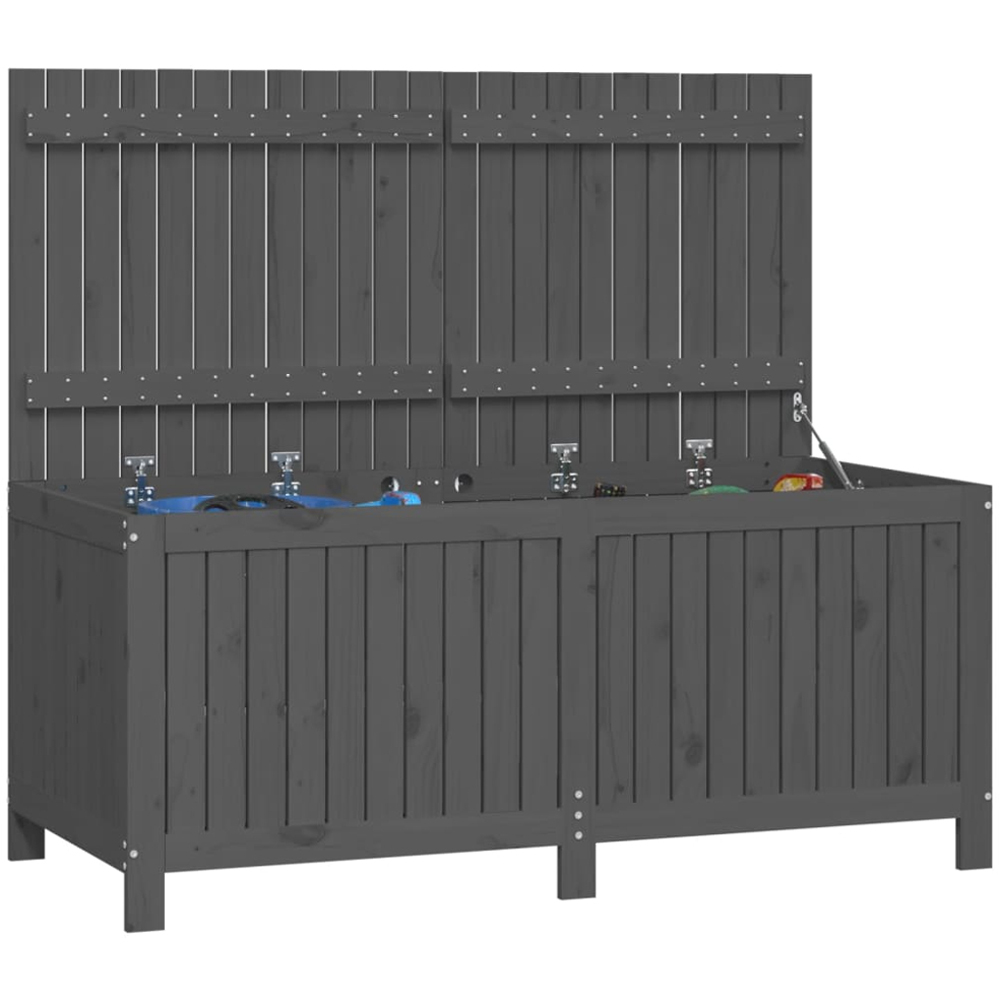 vidaXL 64 x 147 x 68cm Grey Pine Wood Garden Storage Box Image 4