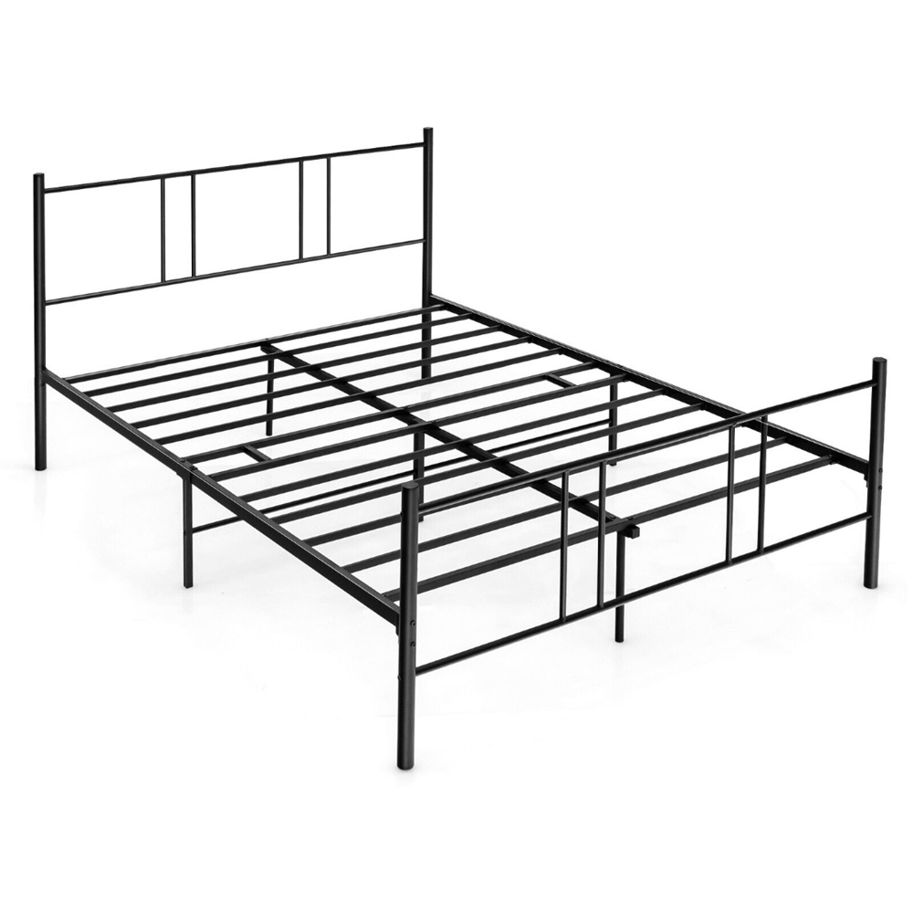 Costway Double Black Slatted Metal Bed Frame Image 3