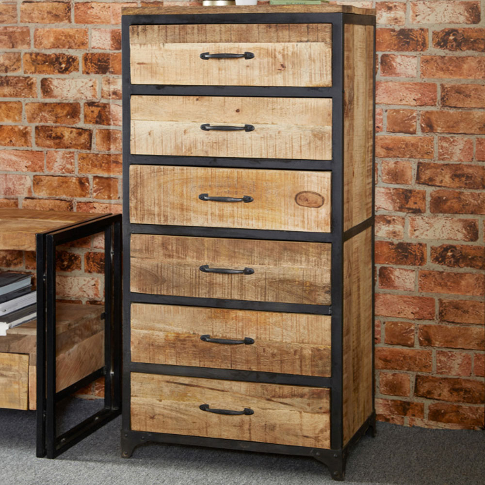 Brooklyn Carnaby 6 Drawer Industrial Tall Chest of Drawers Image 1