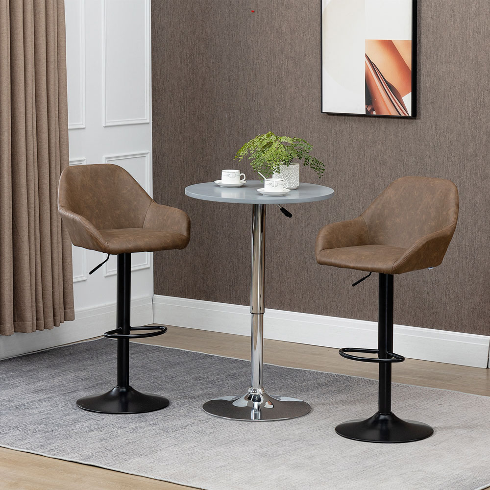 Portland Brown Height Adjustable Swivel Bar Stool Set of 2 Image 3