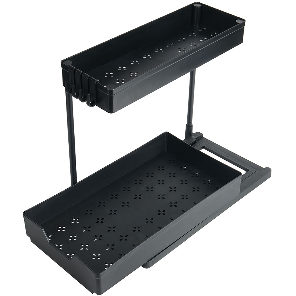 Living and Home 2 Tier Black Pull Out Kitchen Storage Rack Image 4