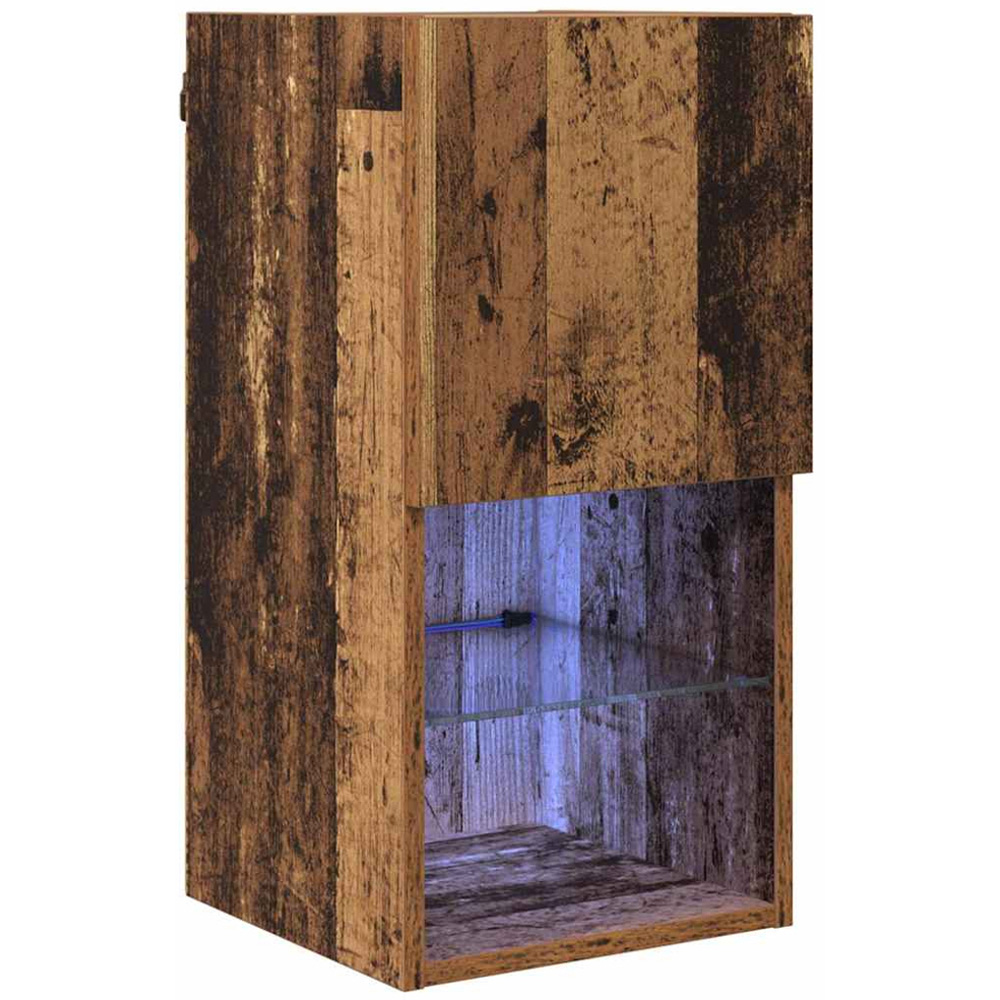 vidaXL Single Door 2 Shelf Old Wood Wall Mounted LED TV Unit Image 2
