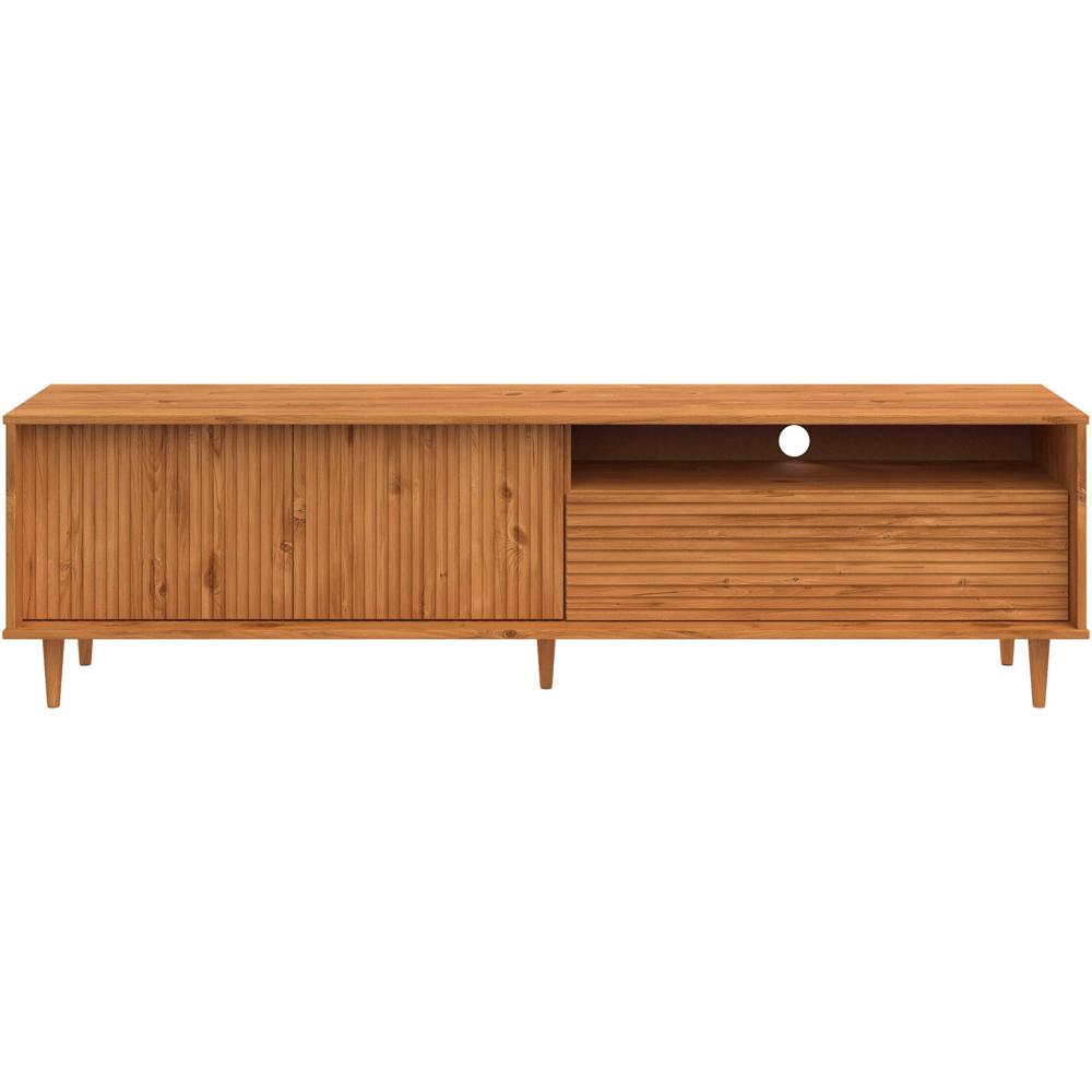 Loft24 Jerzy 2 Door Single Flap Door Stained Wax Lowboard Storage Cabinet Image 3