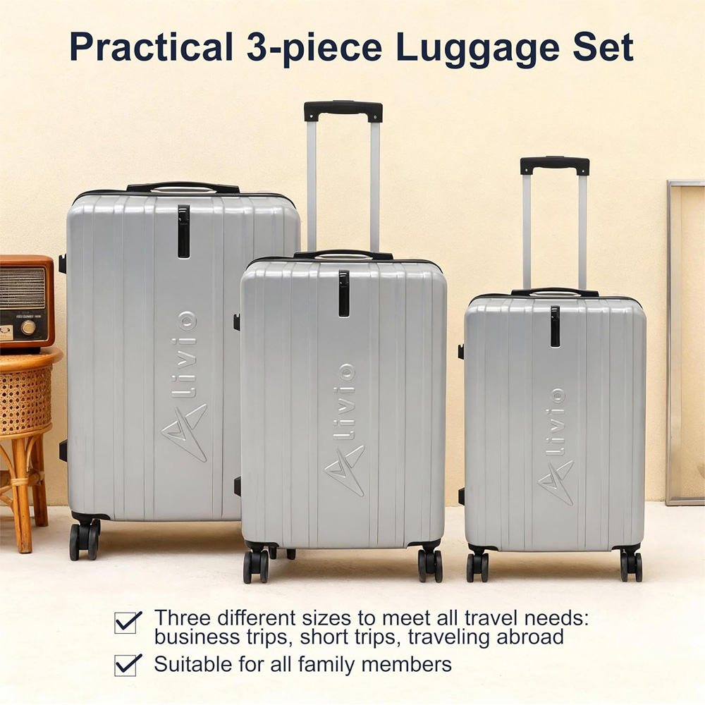 Alivio Set of 3 Silver Hard Shell Luggage Suitcase Image 4