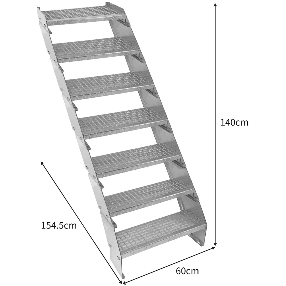 MonsterShop 7 Section Adjustable Galvanised Staircase 600mm Image 5