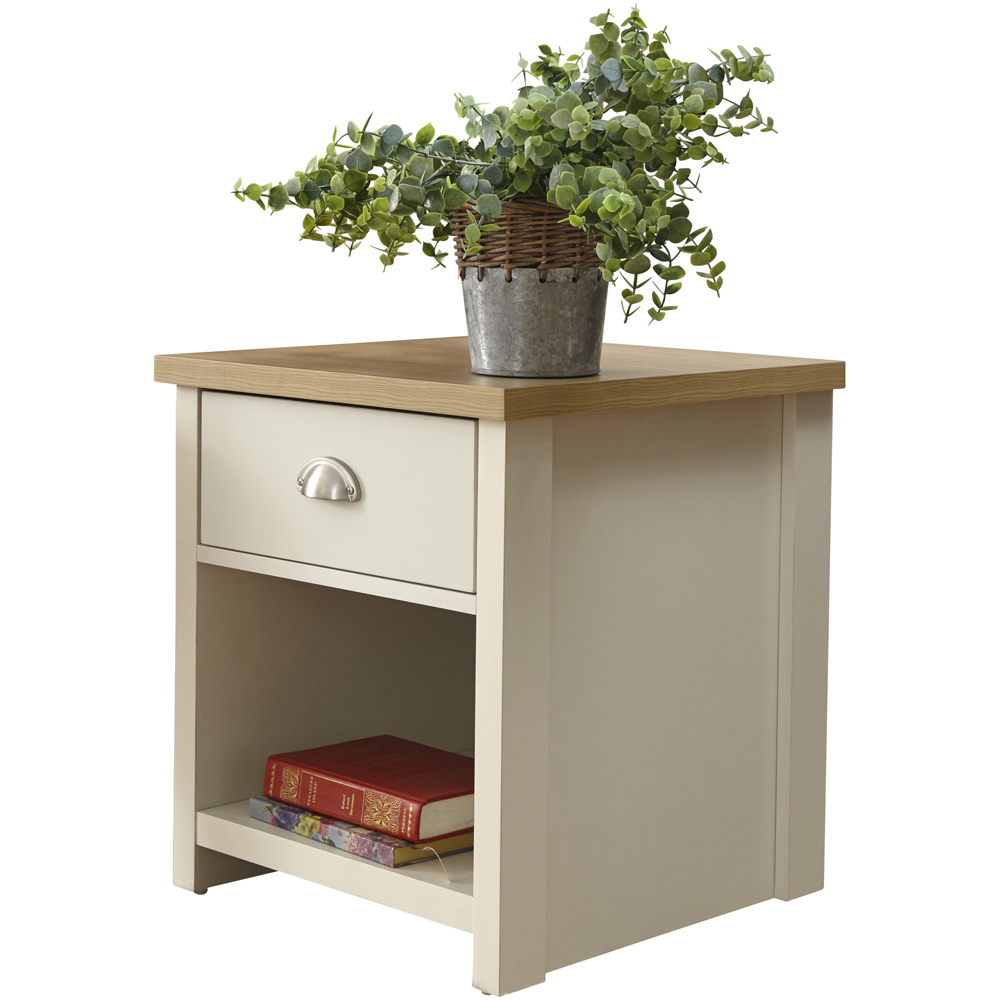 GFW Lancaster Single Drawer Single Shelf Cream Lamp Table Image 2