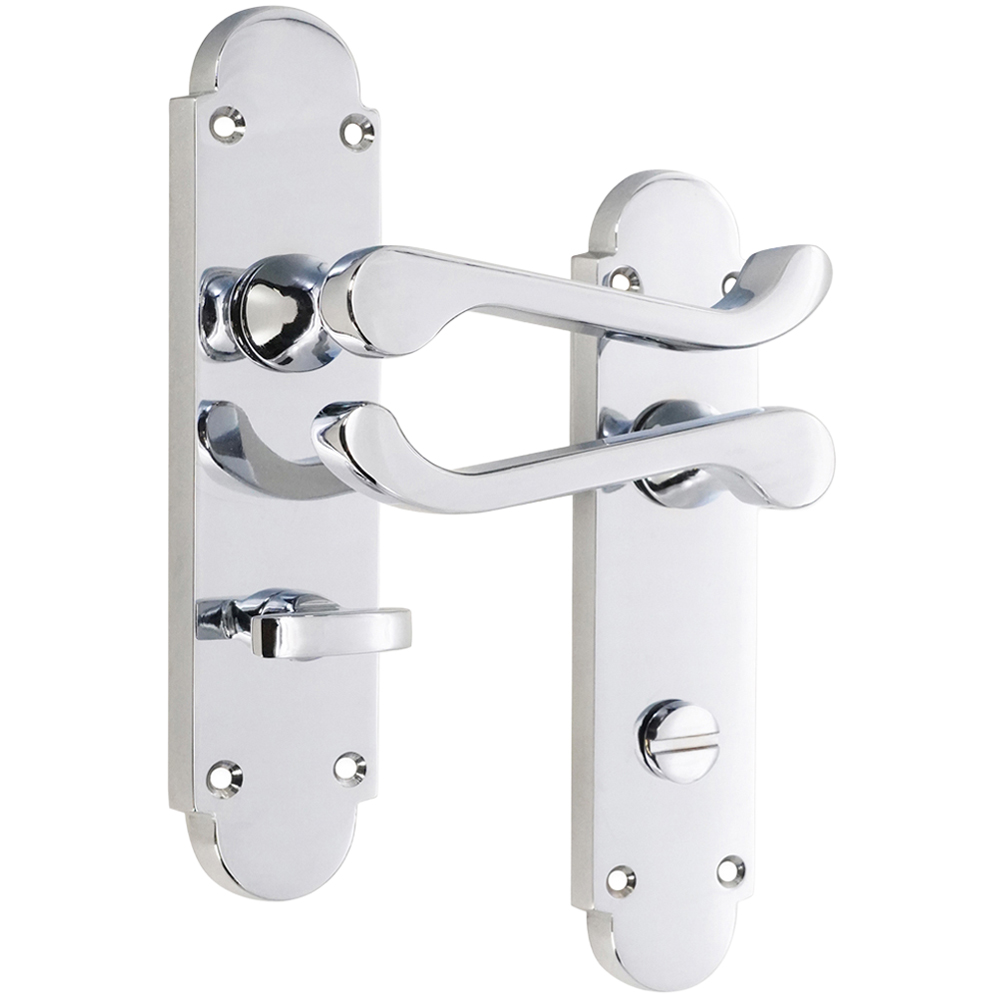 Spira Brass Oakley Polished Chrome Lever on Backplate Bathroom Door Handle 2 Pack Image 1