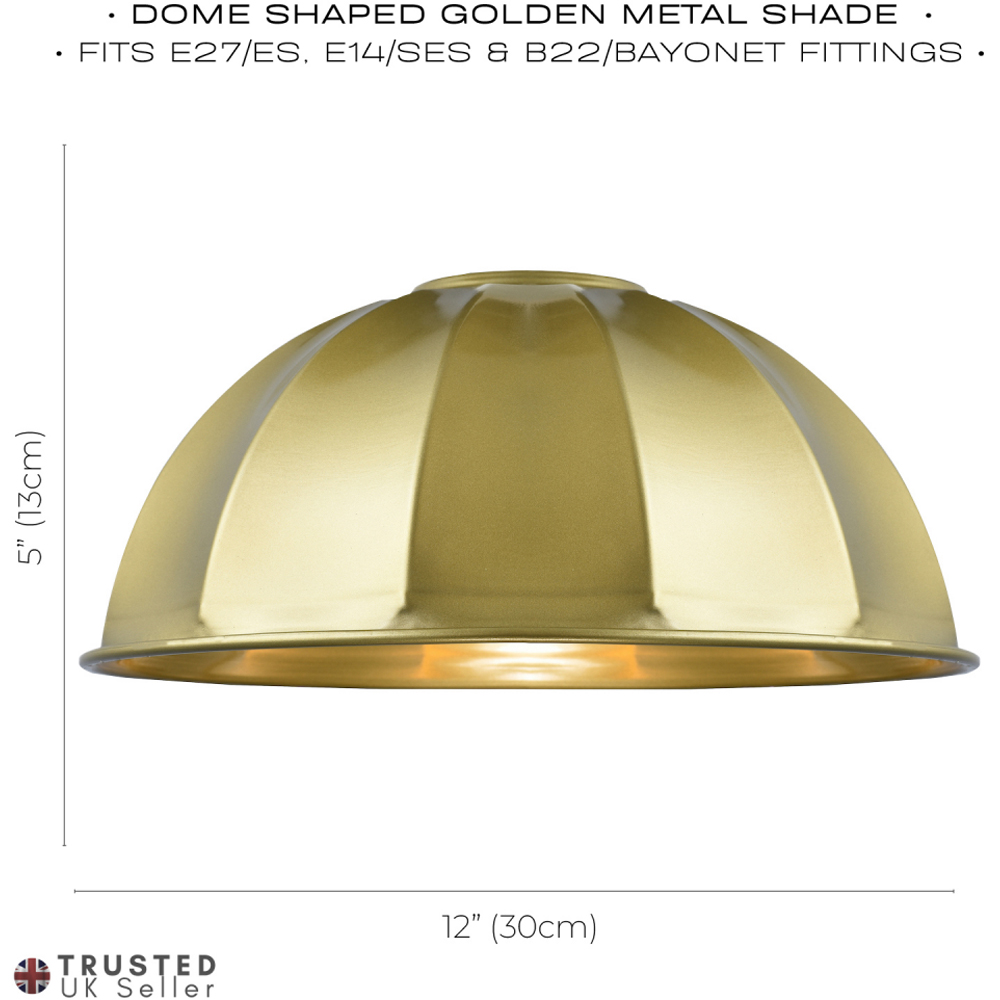 Happy Homewares Satin Gold Domed Shape and Outer Trim Lip Pendant Shade Image 7