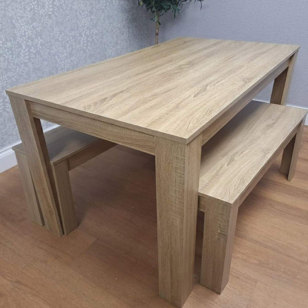 Kosy Koala 4 Seater Dining Bench Set Oak Effect Image 1