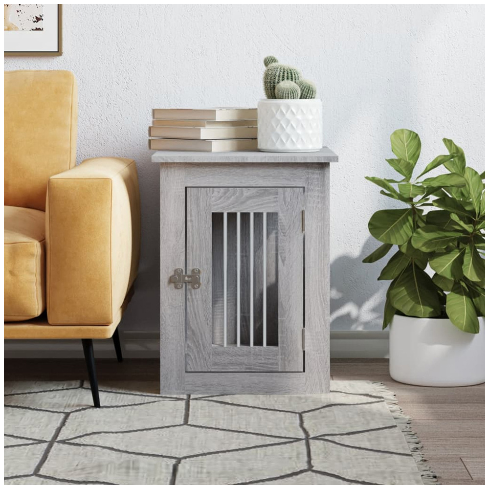 vidaXL Grey Sonoma Engineered Wood Dog Crate Furniture 59 x 45 x 62cm Image 2