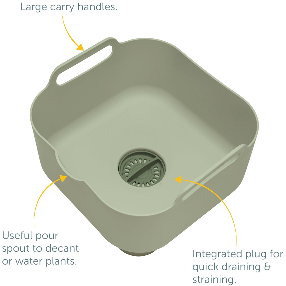 ReBorn Sage Green Deep Washing Up Bowl with Handles 9L Image 8