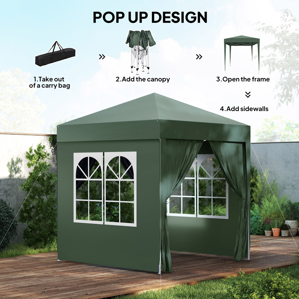 Outsunny 2 x 2m Green Marquee Pop Up Gazebo Party Tent Image 7