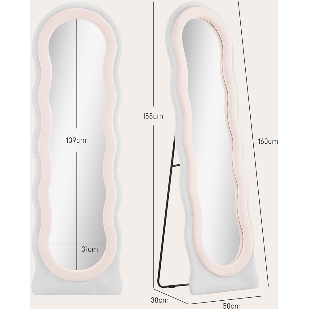 Portland White and Pink Velvet Frame Full Length Mirror 160 x 50cm Image 9