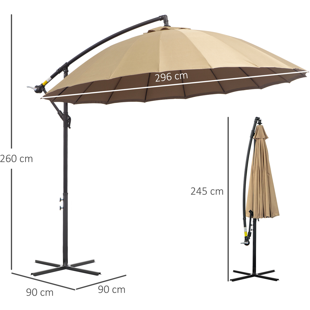 Outsunny Beige Crank Handle Cantilever Shanghai Parasol with Cross Base 3m Image 7