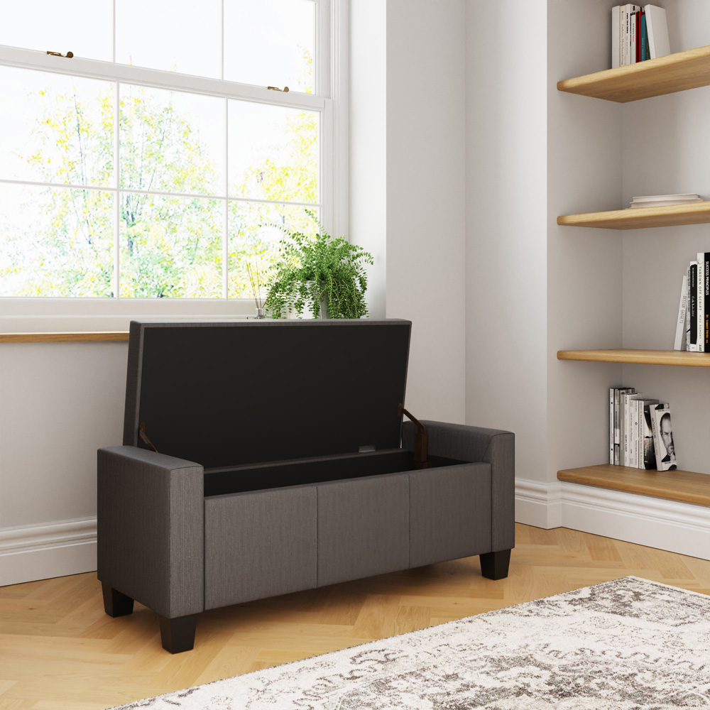GFW Verona Charcoal Grey Ottoman Storage Bench Image 8