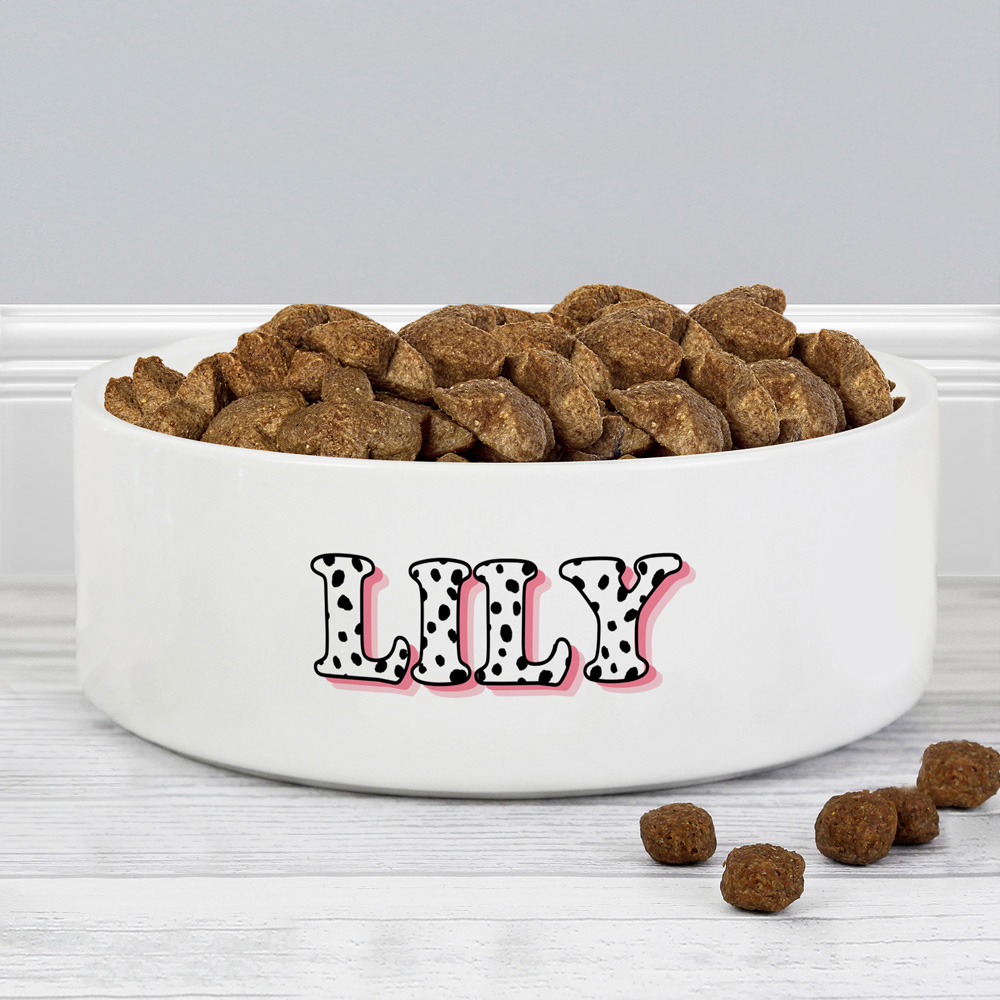 Personalised Memento Pink Spots Name Medium Pet Bowl 14cm Image 2